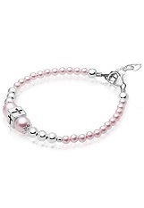 good-looking pink pearls crystals silver toddler christening bracelets